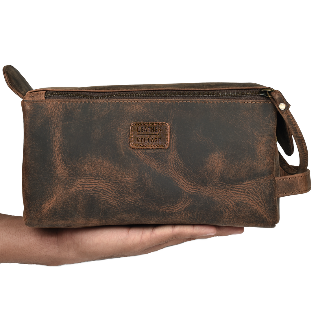 Brown Color - Leather Dop/Toiletry Bag 
