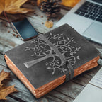 Tree of Life Leather Journal- Chalkboard Grey Leather Village