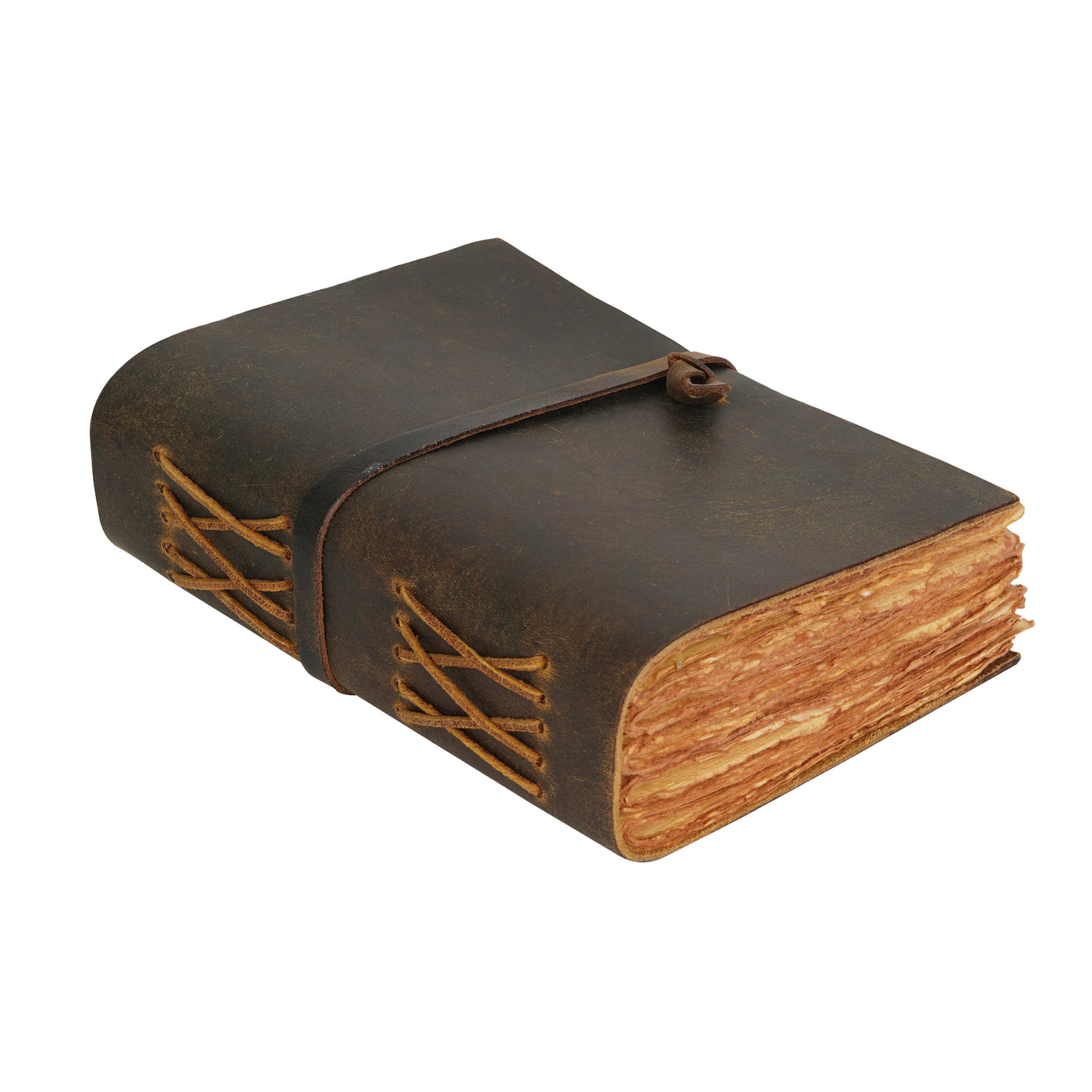 BROWN LEATHER BOUND JOURNAL - DECKLE EDGE WATERCOLOR PAPER – Leather Village