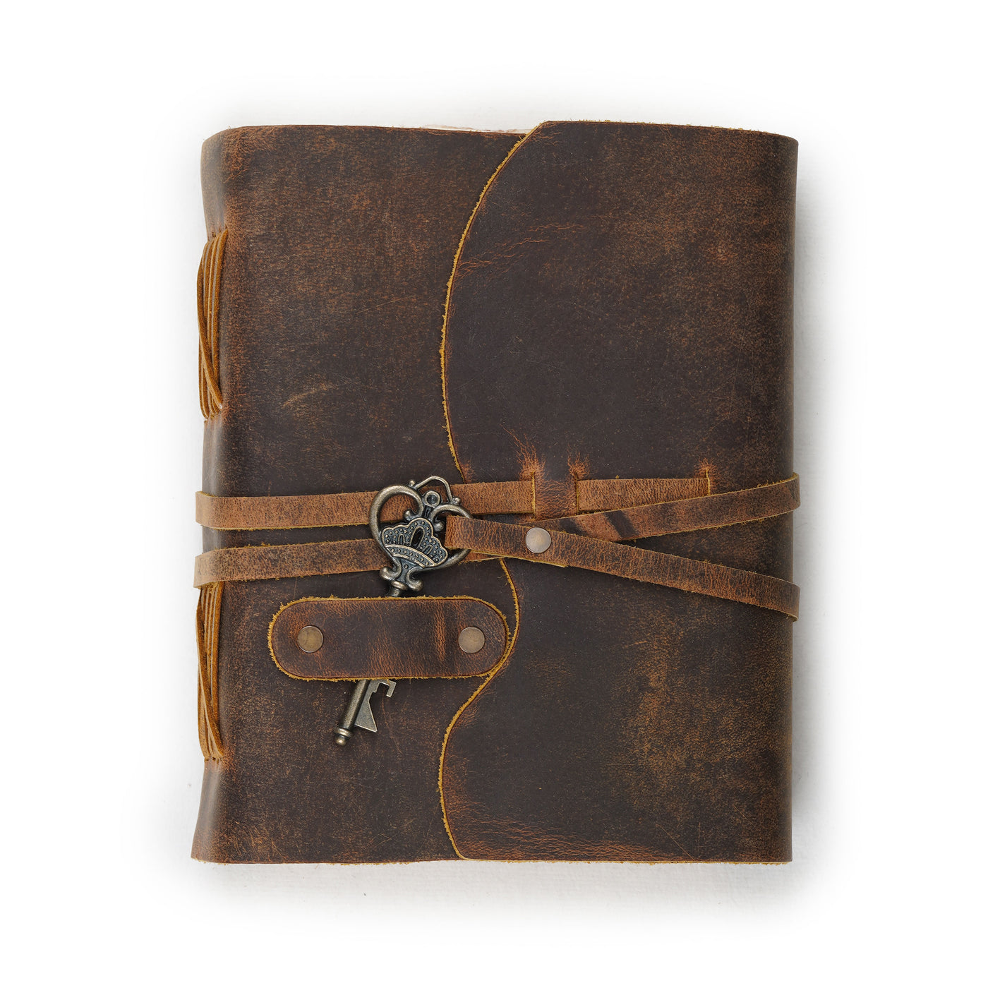 Vintage Leather Journal - Antique Handmade Deckle Edge Vintage Paper Leather Bound Journal - Book of Shadows Journal - Leather Sketchbook - Drawing