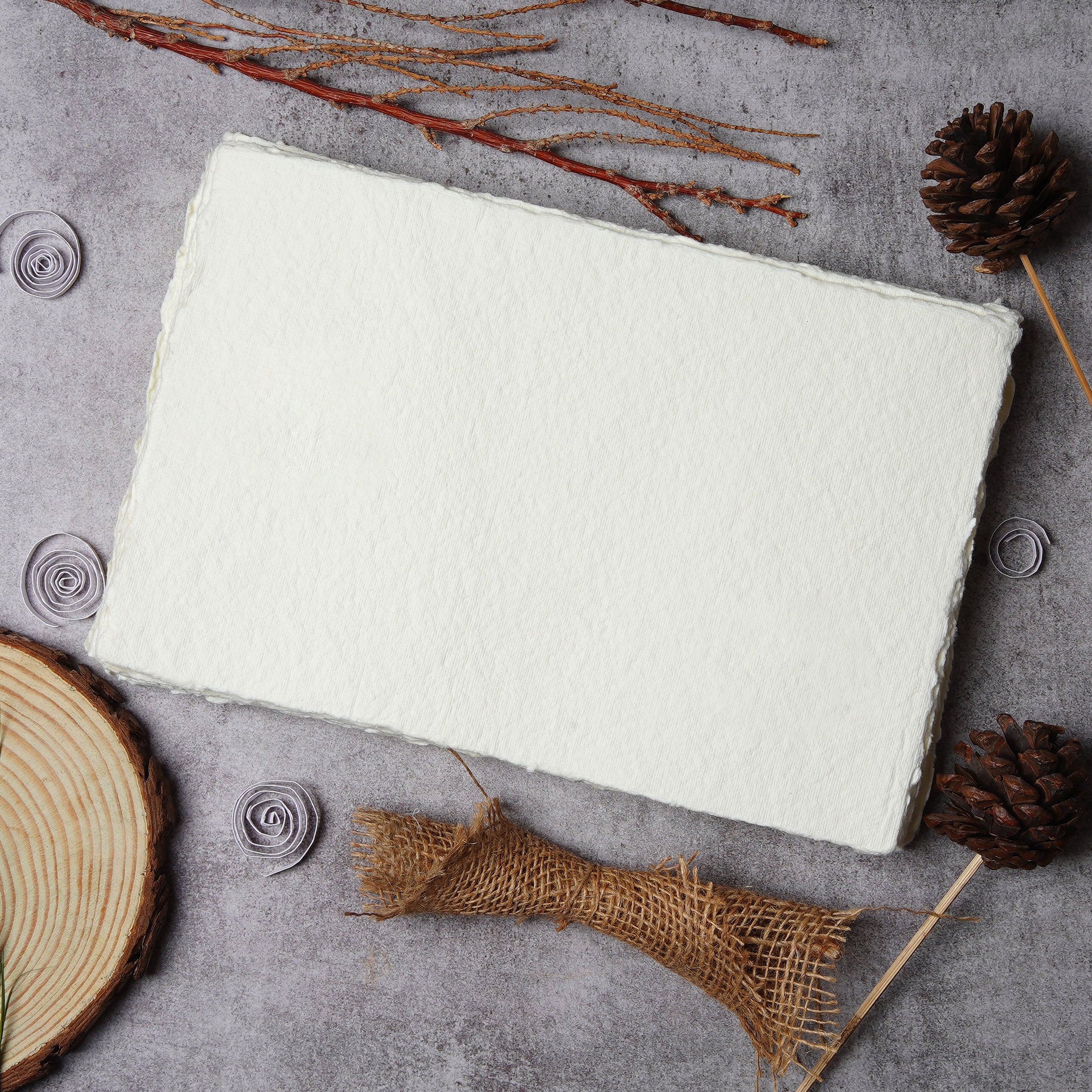 140 lb/300 GSM Watercolor Paper- 25 Sheets Deckle Edge Handmade Paper, Rough/unpressed/Textured, Off White, Cotton Paper