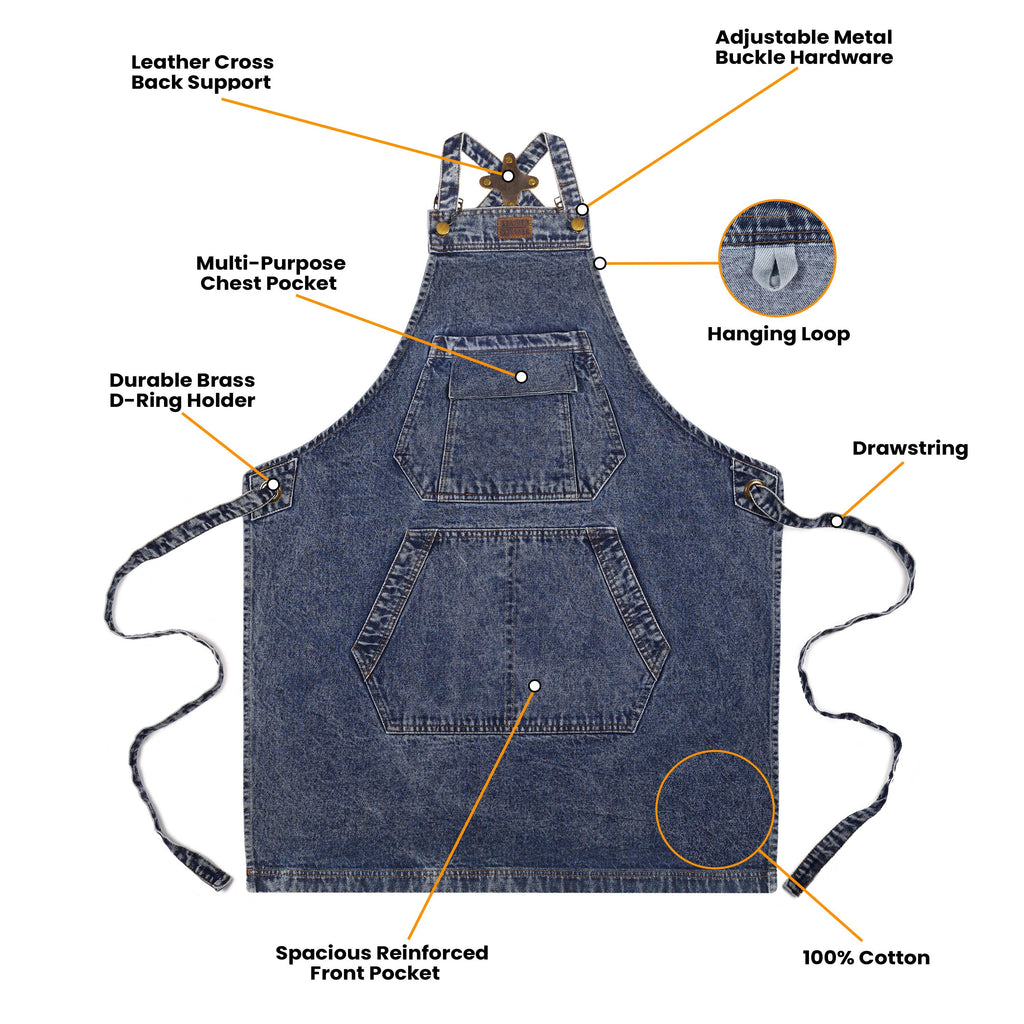 Denim Apron for Men & Women – DARKBLUE (M-XXL)