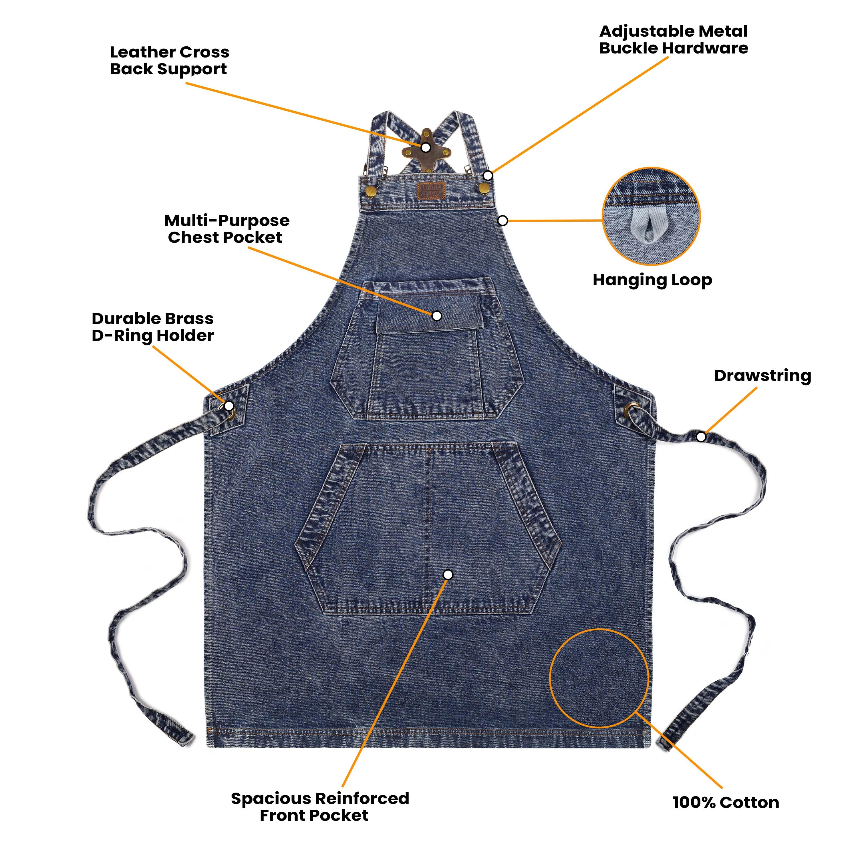 Denim Apron for Men & Women – DARKBLUE (M-XXL)