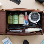 Leather Toiletry Bag for Travel - Tan