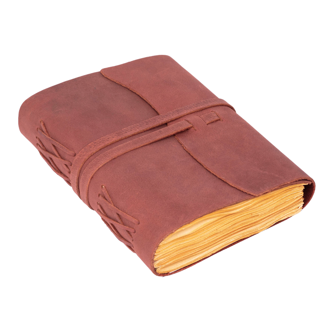 Fuchsia Color - Leather Bound Travel Journal Notebook Planner - Blank Paper - 220 Pages