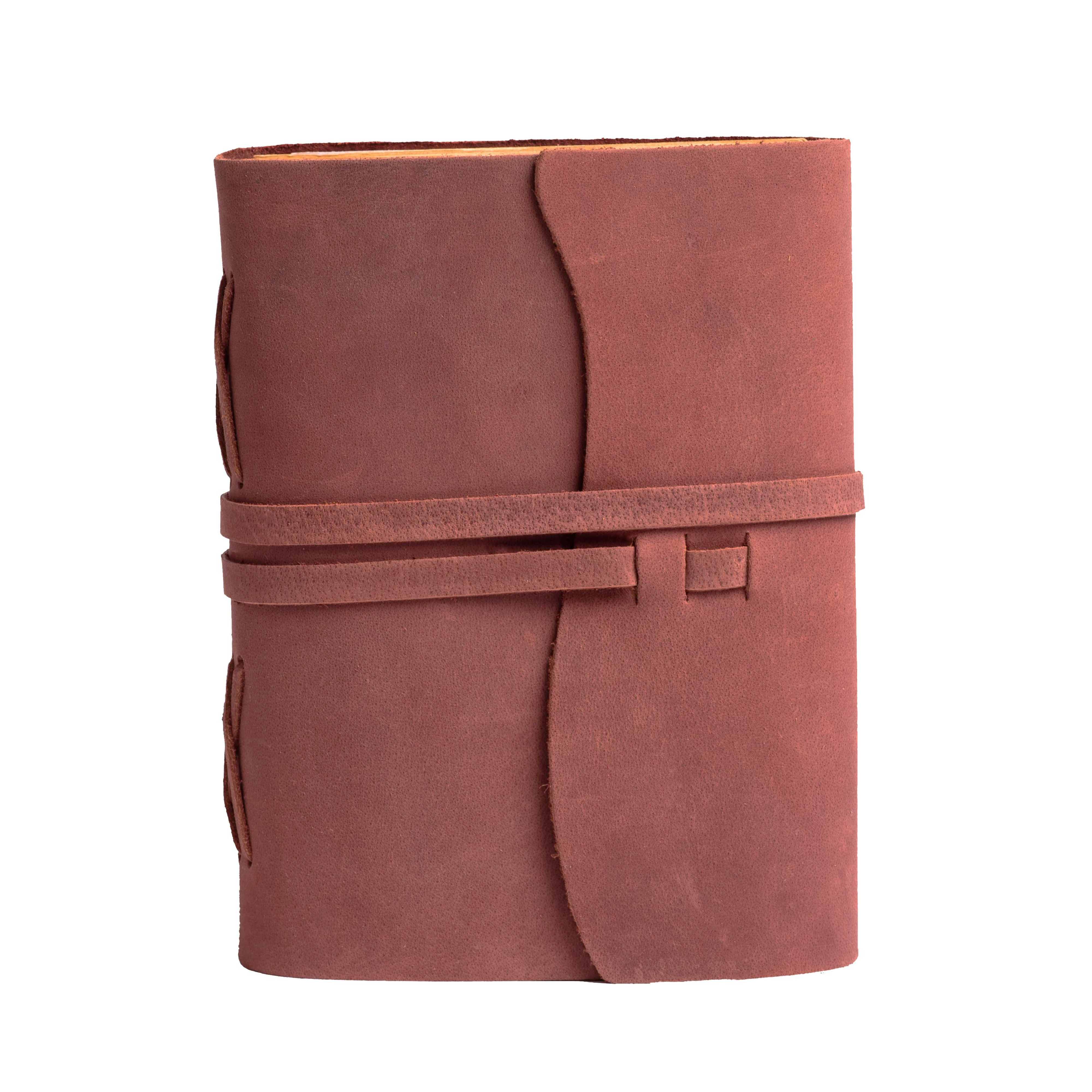 Fuchsia Color - Leather Bound Travel Journal Notebook Planner - Blank Paper - 220 Pages