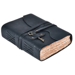 Leather Bound Journal with Antique Key- Blue