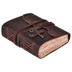 Leather Bound Journal with Antique Key- Chocolate Brown