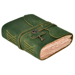 Leather Bound Journal with Antique Key-Green