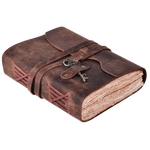 Leather Bound Journal With Antique Key- Fuchsia