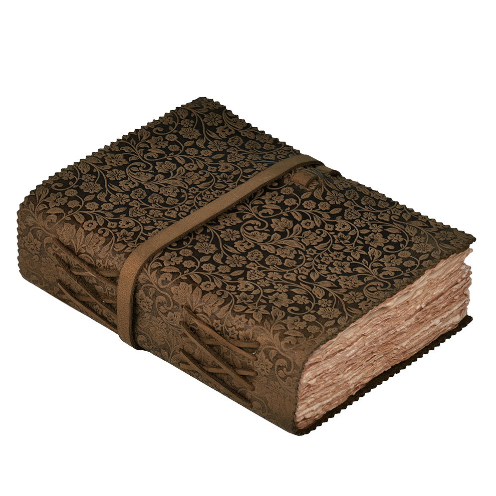 Leather Village floral embossed premium leather writing diary