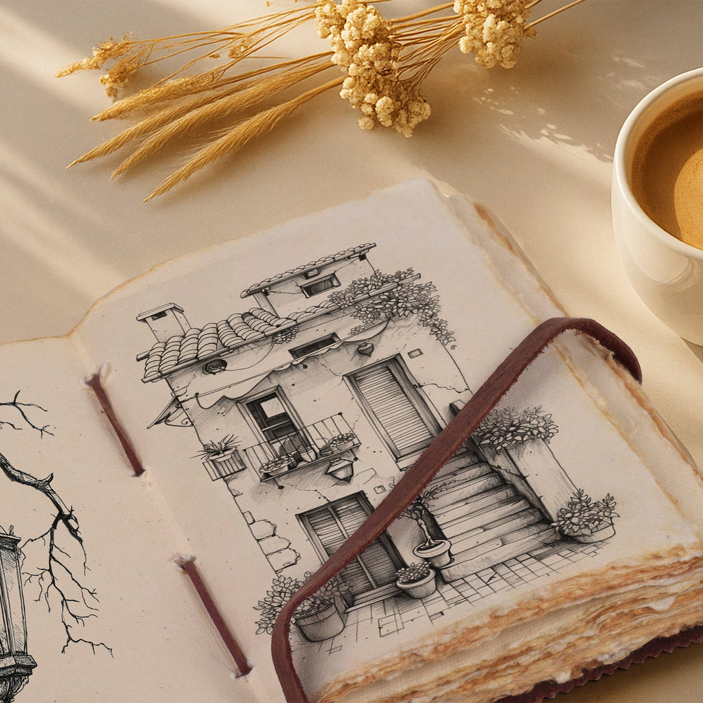 Leather Village floral embossed luxury leather study journal