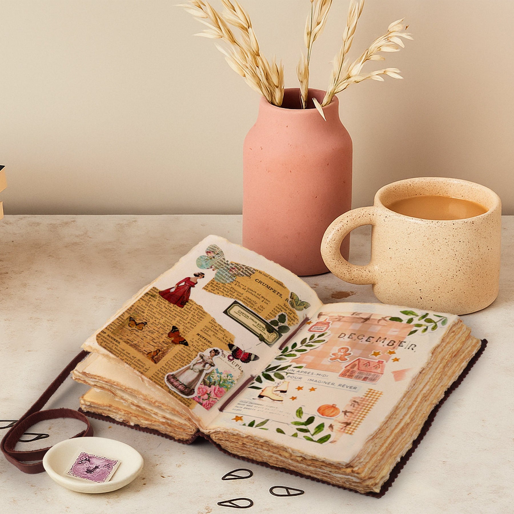 Leather Village floral embossed soft leather writing journal