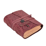 Floral Leather Notebook- Fuchsia