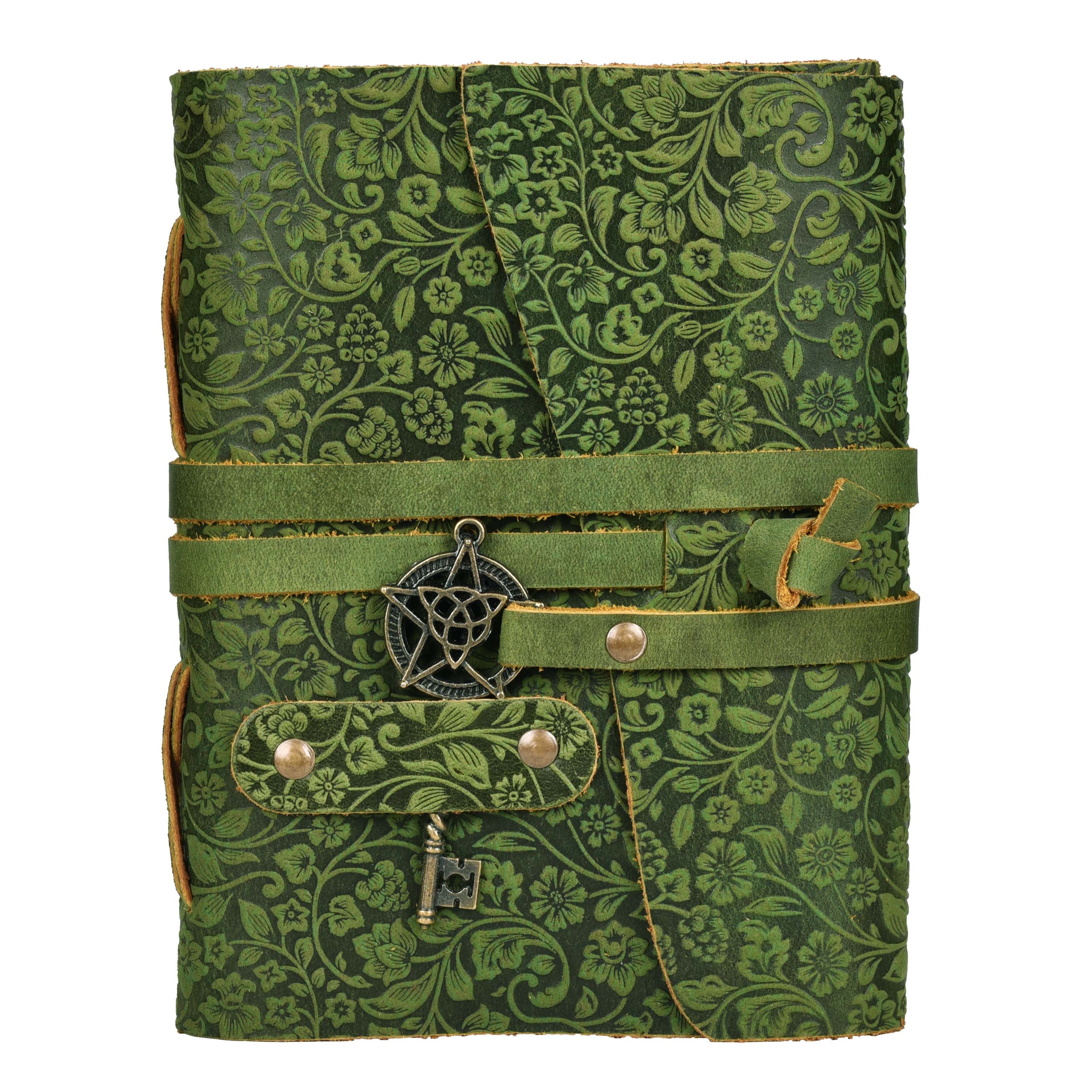 Floral Leather Notebook- Green