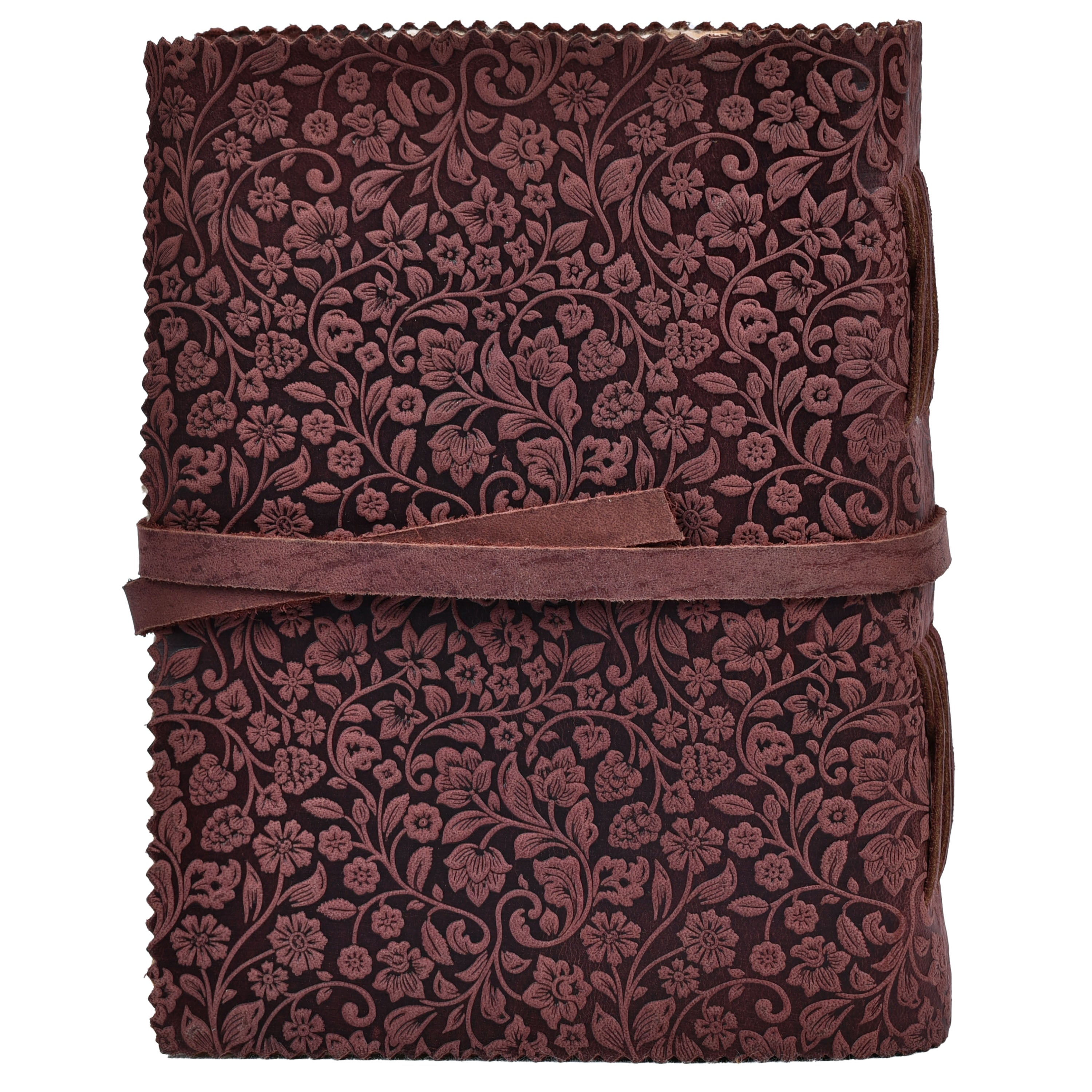 Floral Embossed Leather Journal- Fuchsia