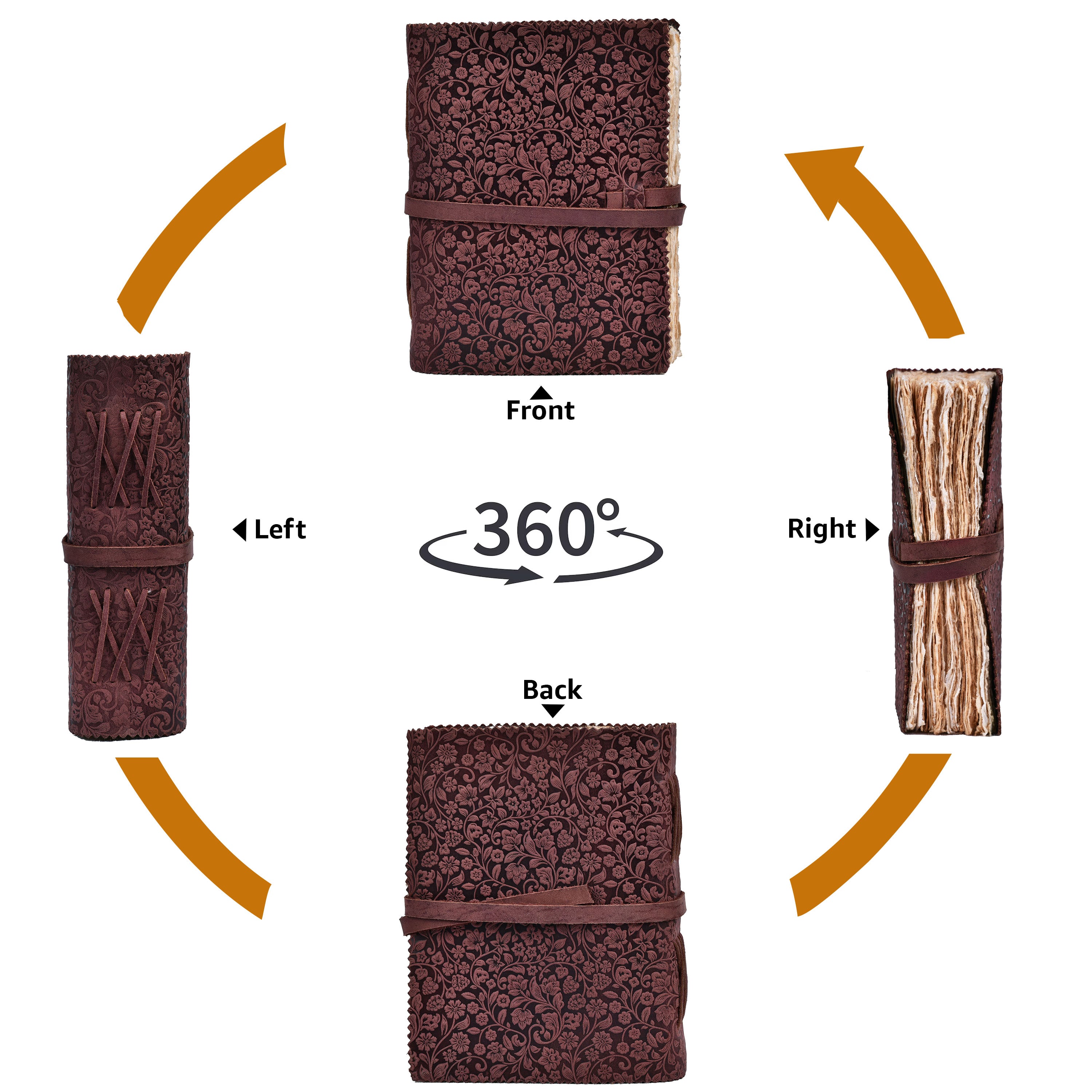 Floral Embossed Leather Journal- Fuchsia