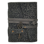 Floral Leather Notebook Journal- Black