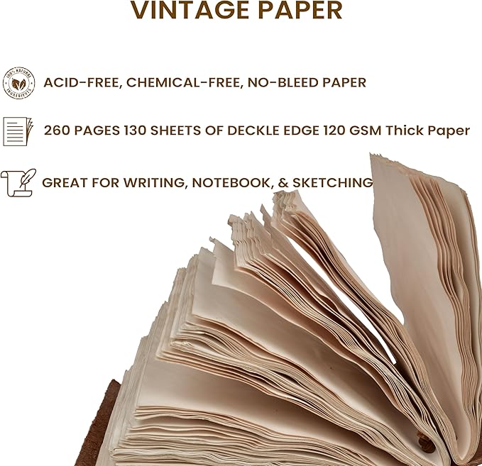 Floral Leather Notebook Journal- Black