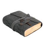 Floral Leather Notebook Journal- Black