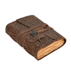 Floral Leather Notebook- Chocolate Brown Leather Village