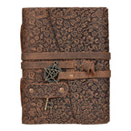 Floral Leather Notebook- Chocolate Brown Leather Village
