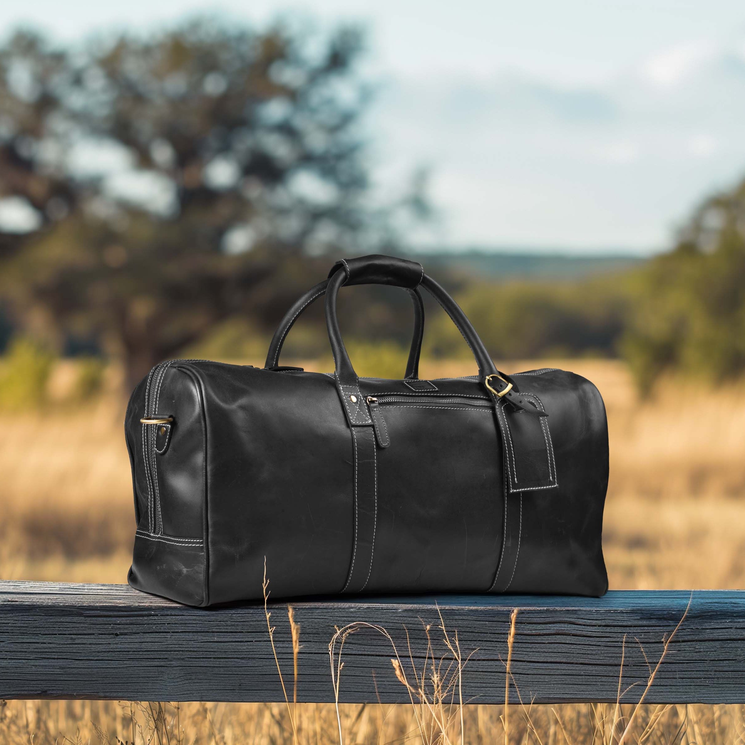 Leather Travel Duffel Bag for Men, Gym Sports Overnight Weekender Luggage Duffle Bag