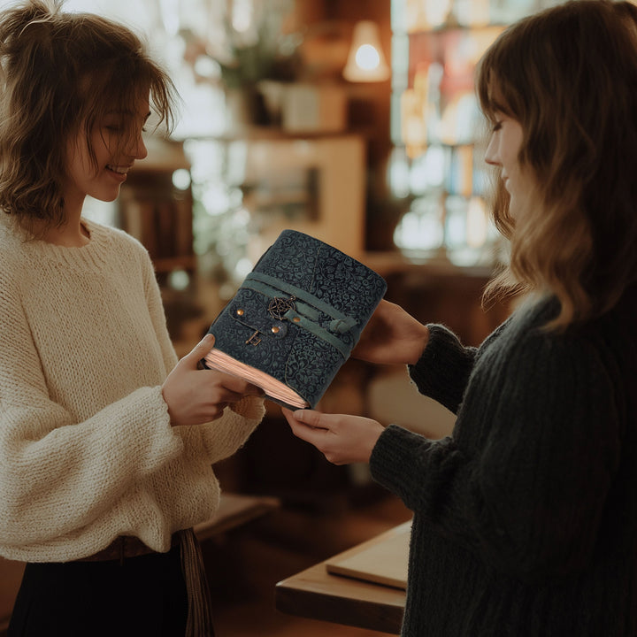 Leather Bound Journal Floral Embossed Notebook - 260 Page- 7"X5"- Vintage Paper Writing Journal Sketchbook