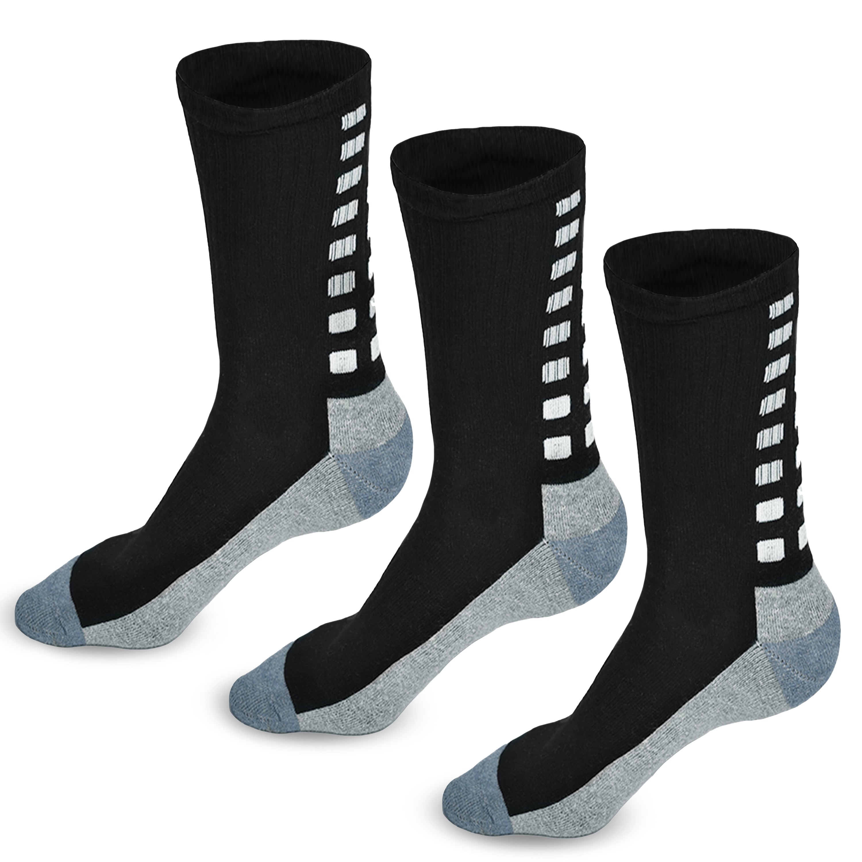 Grip Socks - Non-Slip Cushioned Comfort, Arch Support, Moisture-Wicking Running Socks for Men & Women Pack of 3