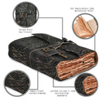 Leather Village floral engraved leather notebook diary book