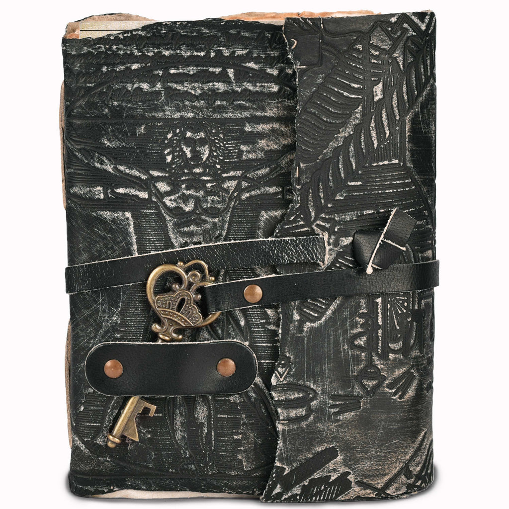 Leather Village floral embossed luxury leather study journal