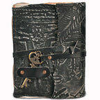 Leather Village floral embossed luxury leather study journal