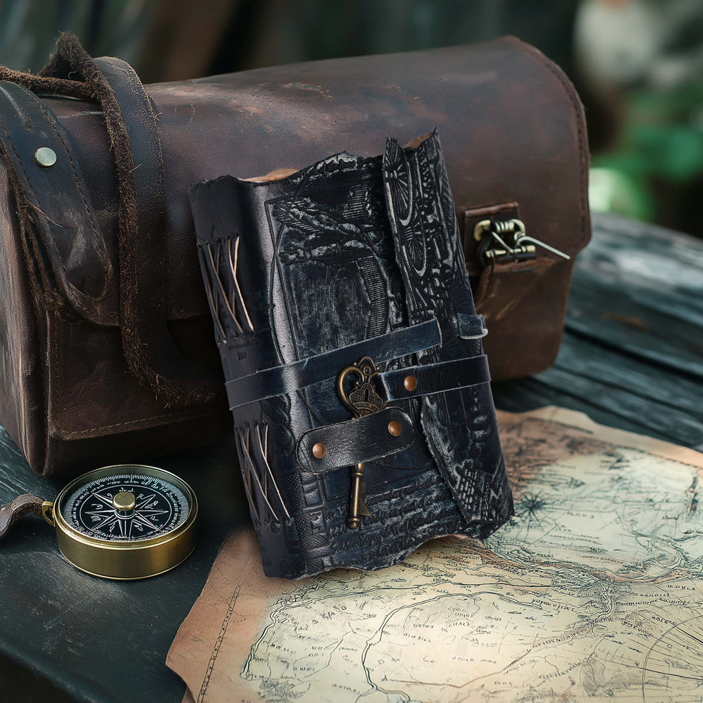 Gothic Journal- Turquoise Leather Village
