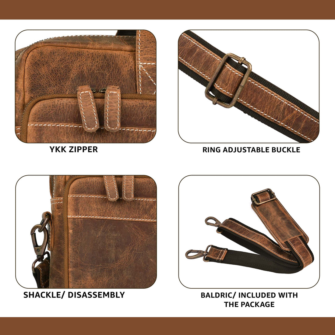 LEATHER VILLAGE 16" Leather Laptop Messenger Briefcase Bag for Men-Brown-Leather Satchel for Travel and Office Shoulder Bag