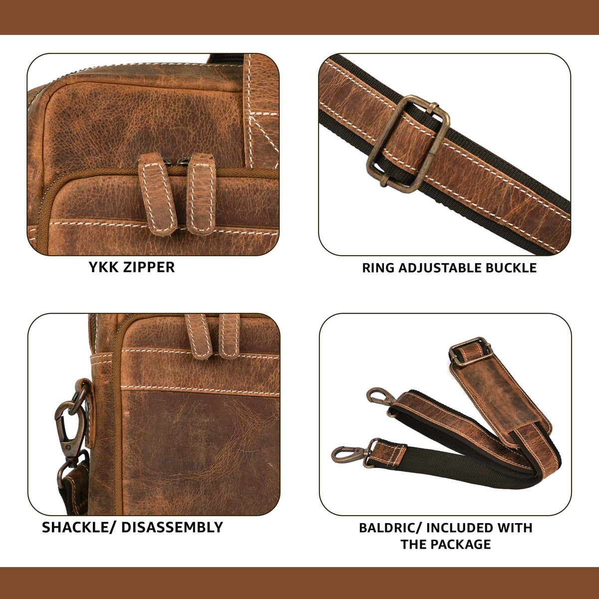 LEATHER VILLAGE 16" Leather Laptop Messenger Briefcase Bag for Men-Brown-Leather Satchel for Travel and Office Shoulder Bag