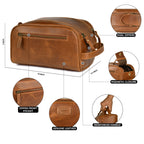 Tan Leather Toiletry Bag for Travel