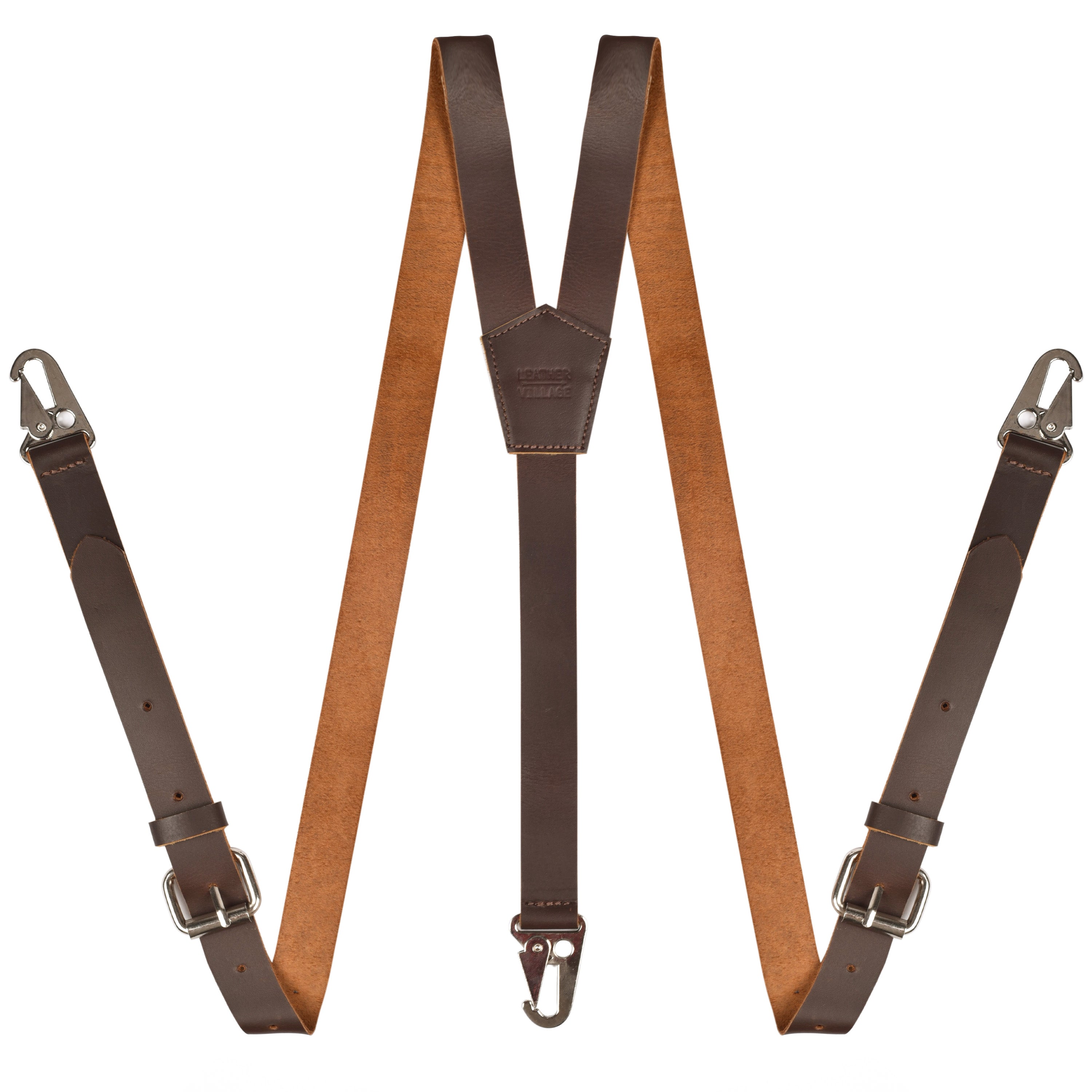 Leather Suspenders for Men & Women Adjustable Y-Back Braces with Snaps Vintage Classic Style for Any Occasion Leather Village