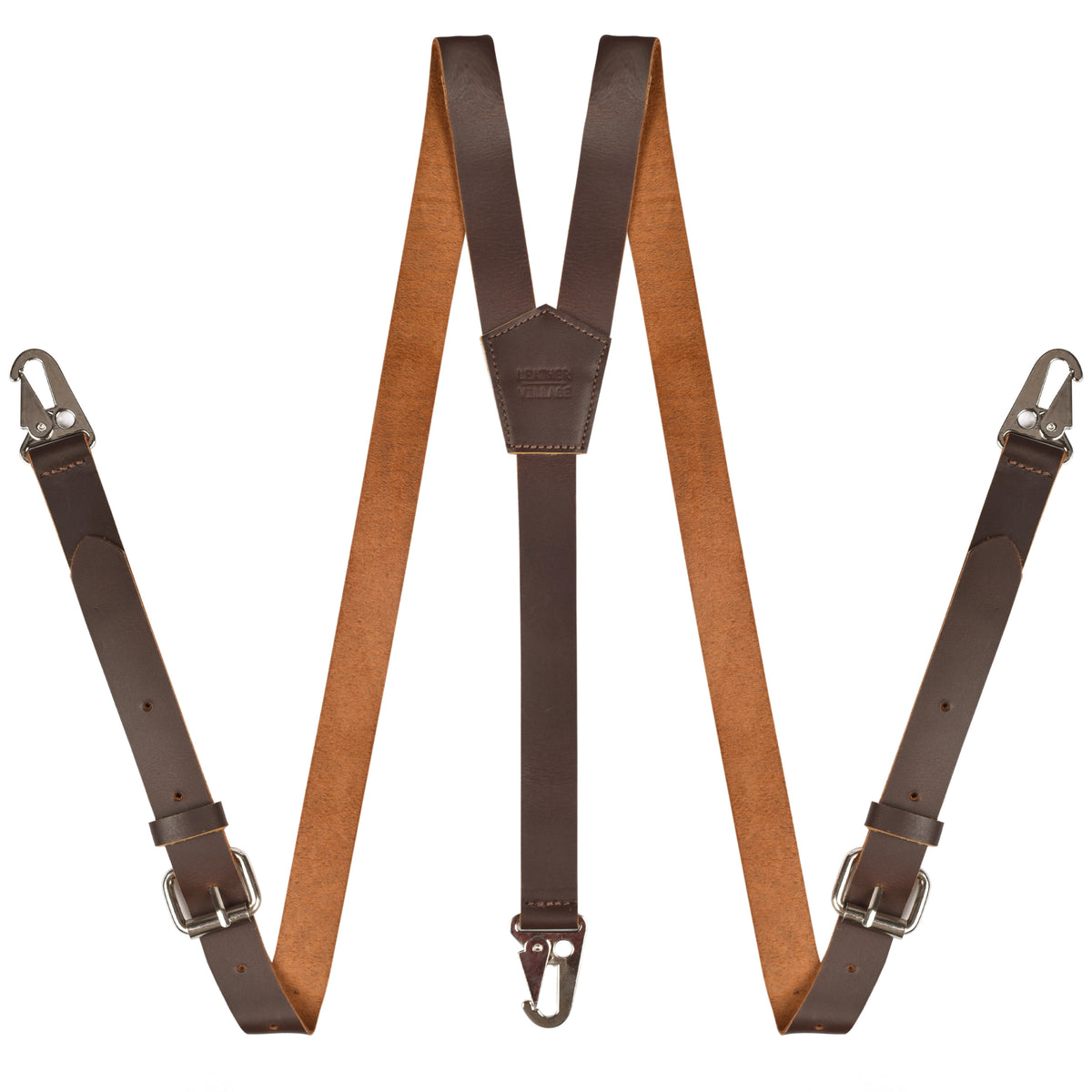 Leather Suspenders for Men & Women Adjustable Y-Back Braces with Snaps Vintage Classic Style for Any Occasion