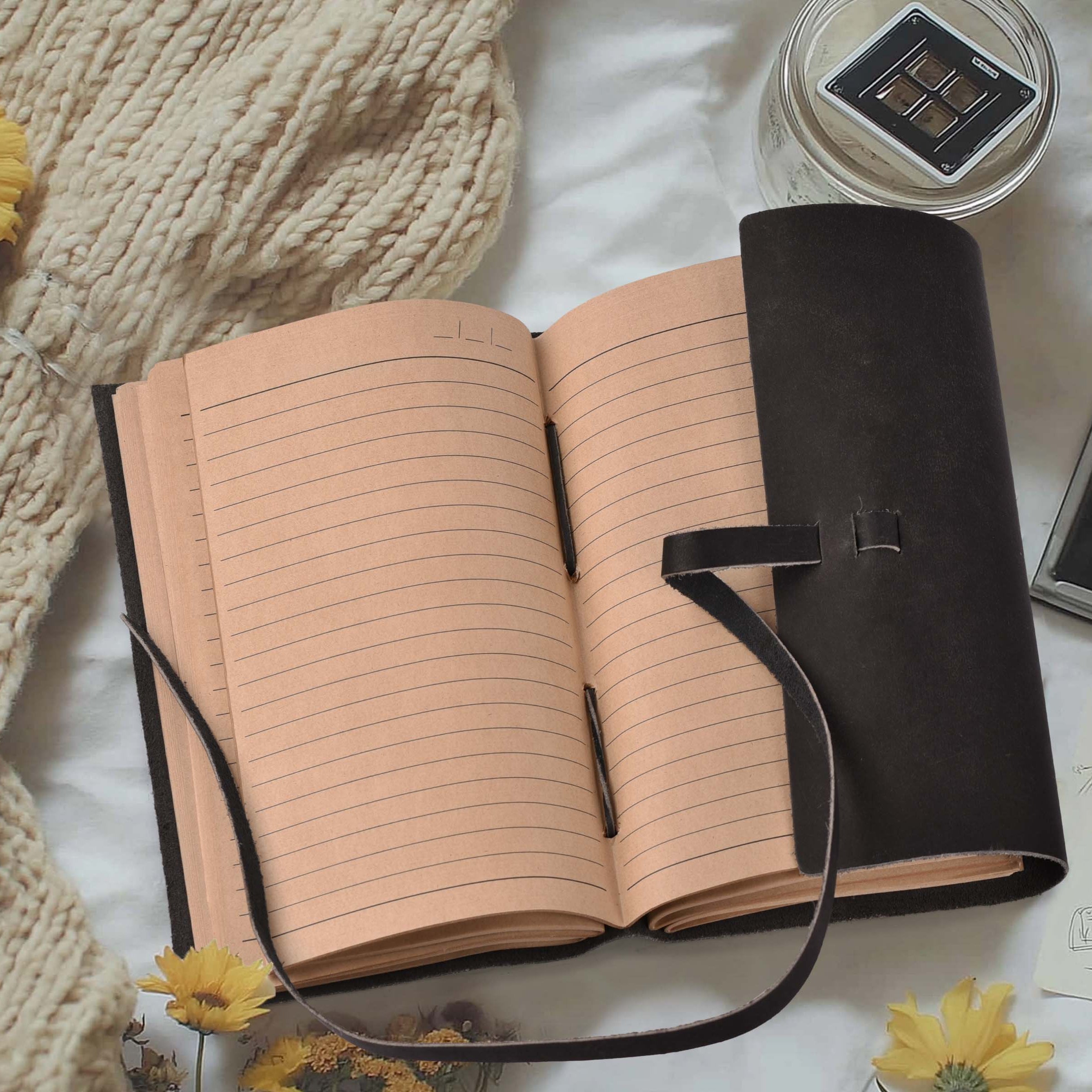 Leather Village durable lined paper leather writing book