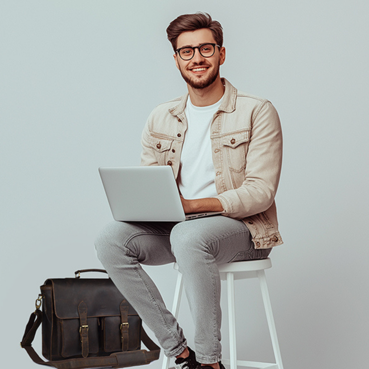 Rustic Leather Messenger Bag – 16” Handmade Vintage Laptop Satchel for Men & Women, Briefcase for Work/Travel