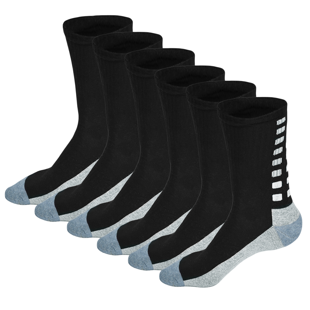 Athletic Socks - Pair of 6 - Black