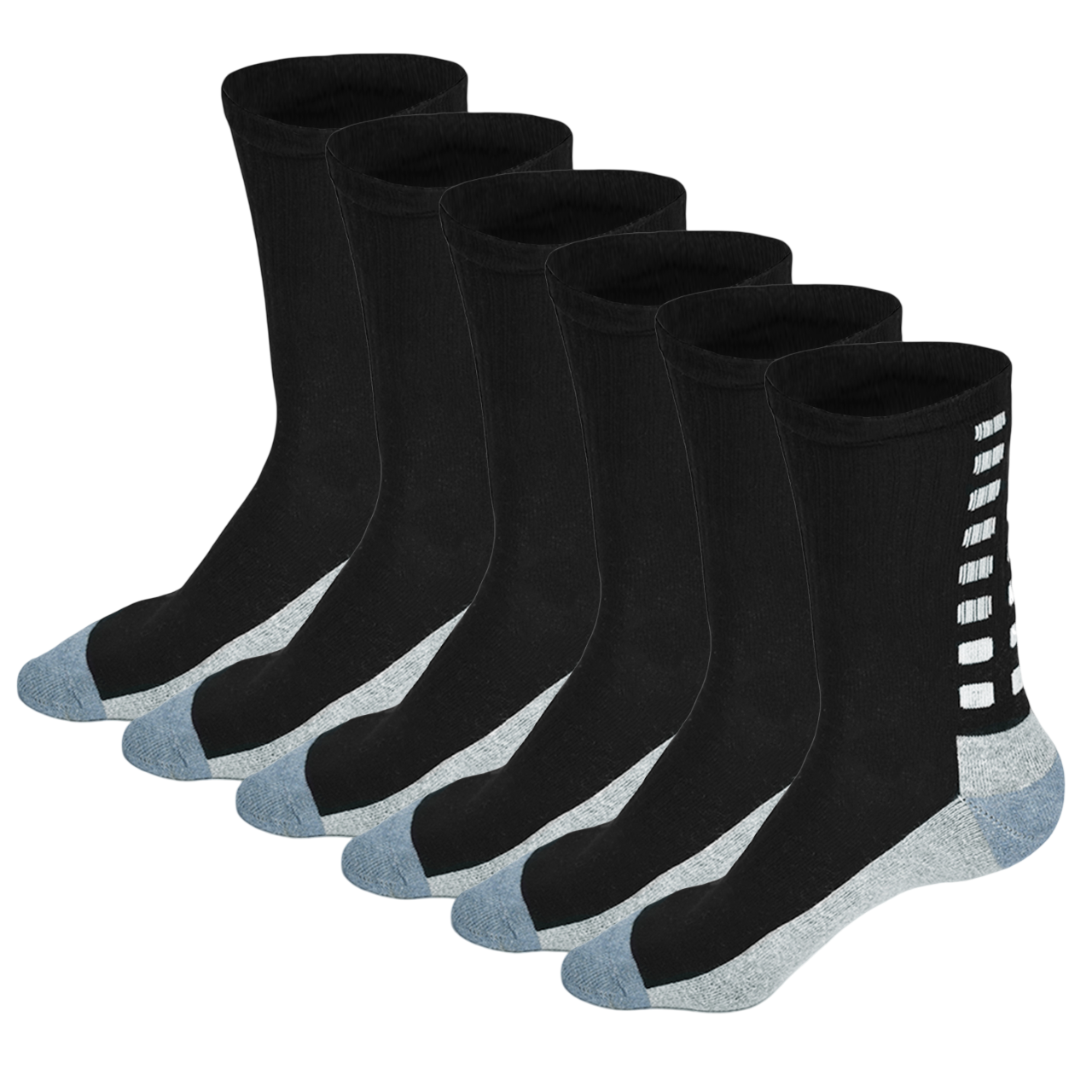 Athletic Socks - Pair of 6 - Black