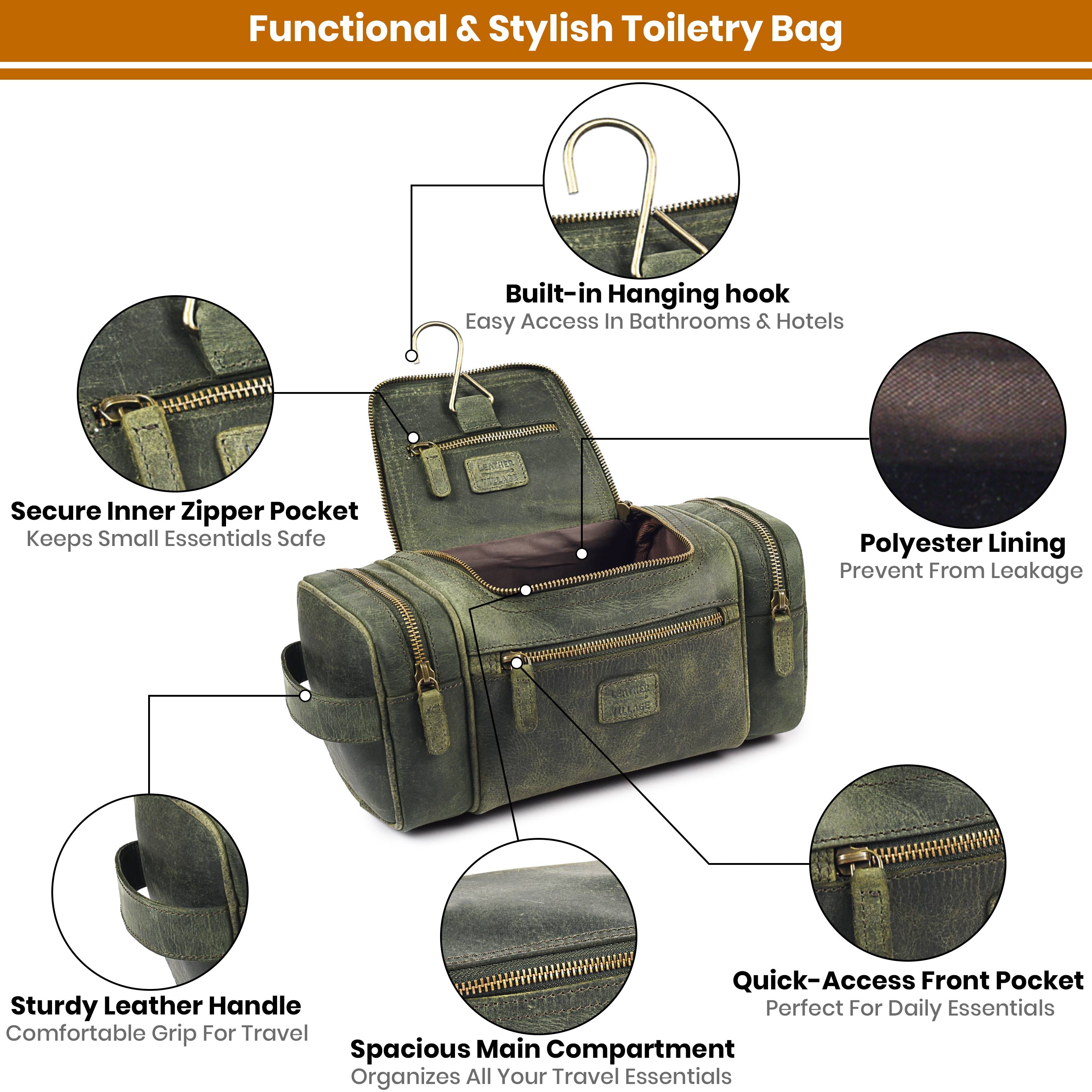 classic roomy toiletry bags for travel Leather Travel Toiletry Bag