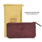 Leather Pencil Pouch Pen Case - Fuchsia Leather Village