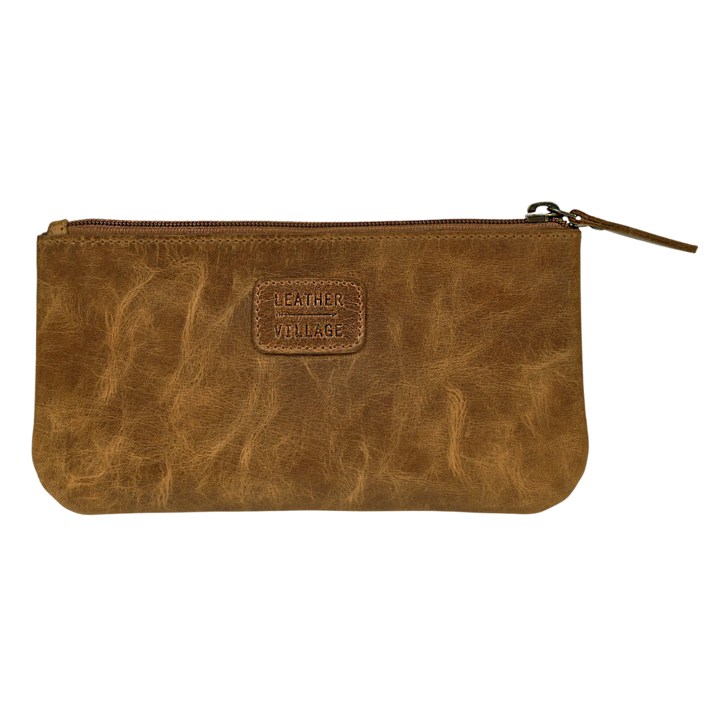 Leather Pencil Pouch Pen Case - Tan Leather Village