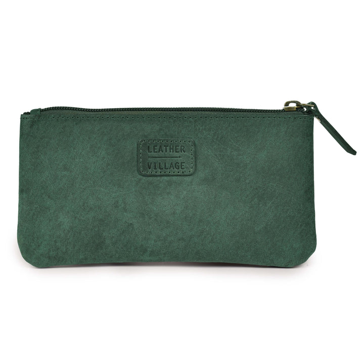 Leather Pencil Pouch Pen Case - Turquoise