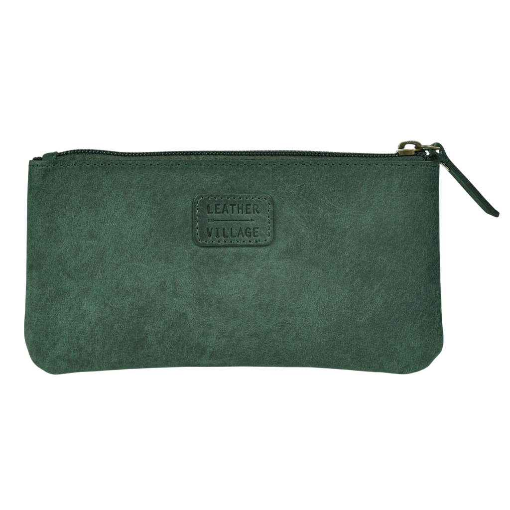 Leather Pencil Pouch Pen Case - Turquoise Leather Village