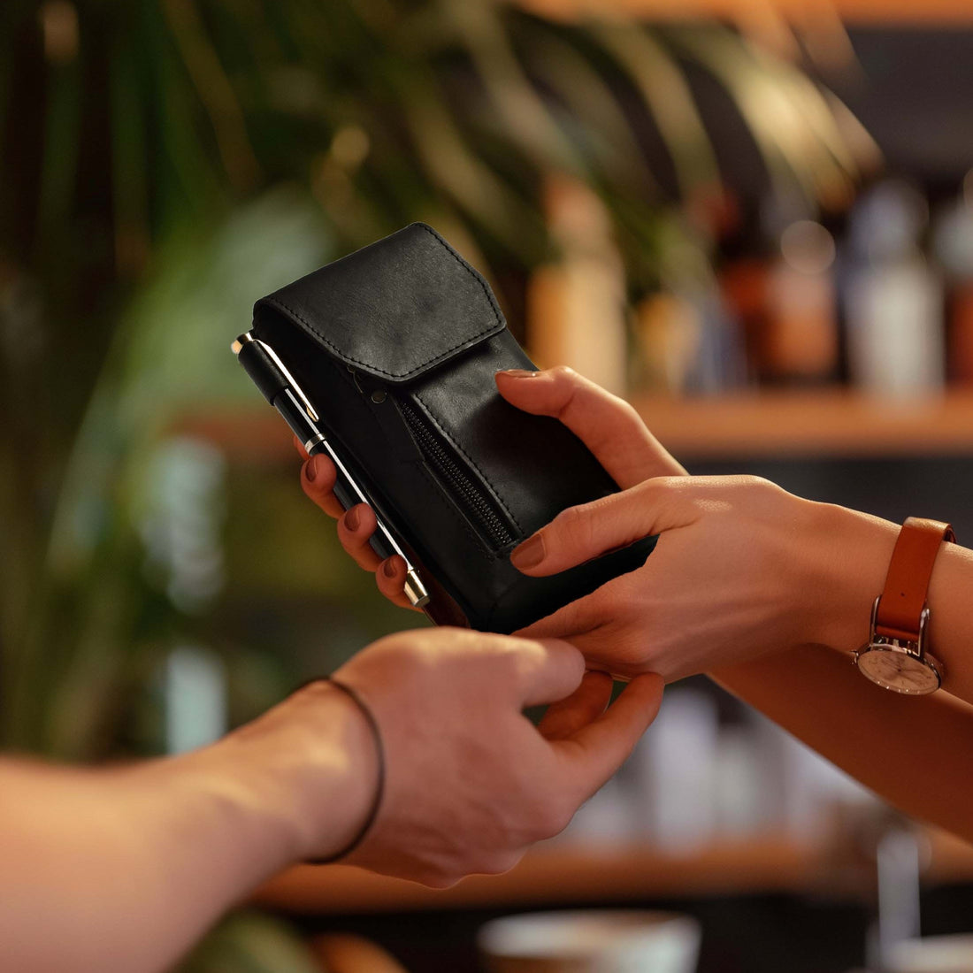 Leather Phone Holster Pouch - Black