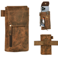 Leather Phone Holster Pouch - Rustic Brown
