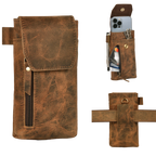 Leather Phone Holster Pouch - Rustic Brown